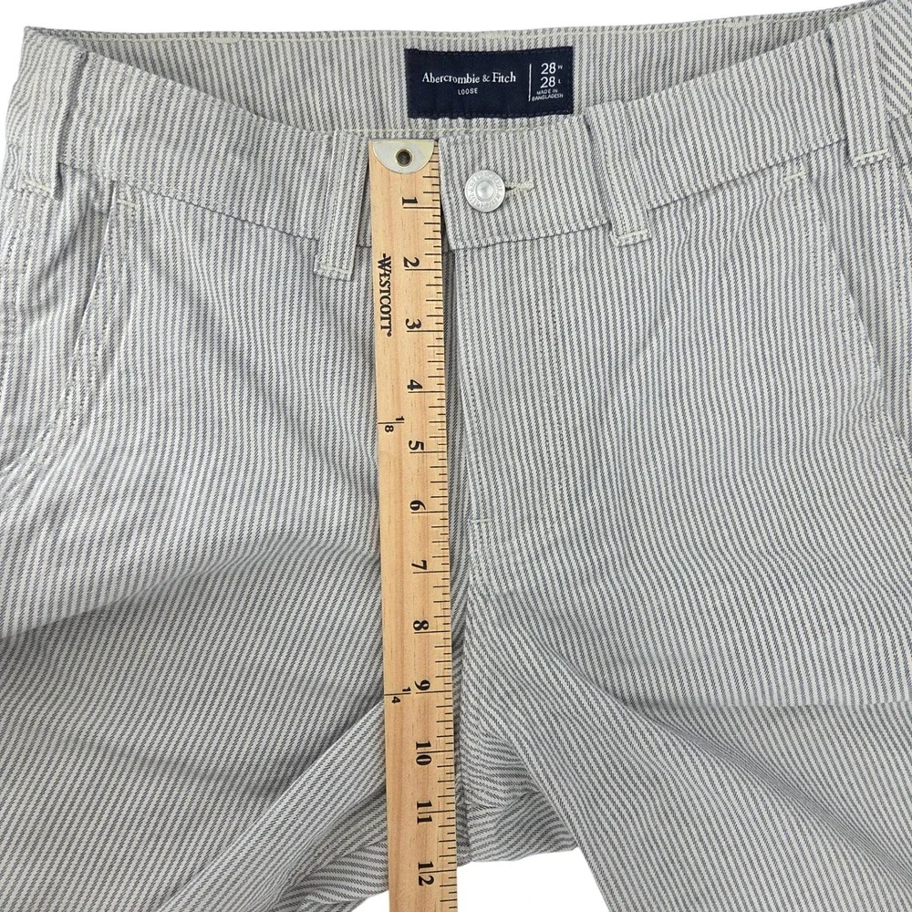 Abercrombie & Fitch Carpenter Pants Mens 28x28 Gray Hickory Stripe Loose Fit